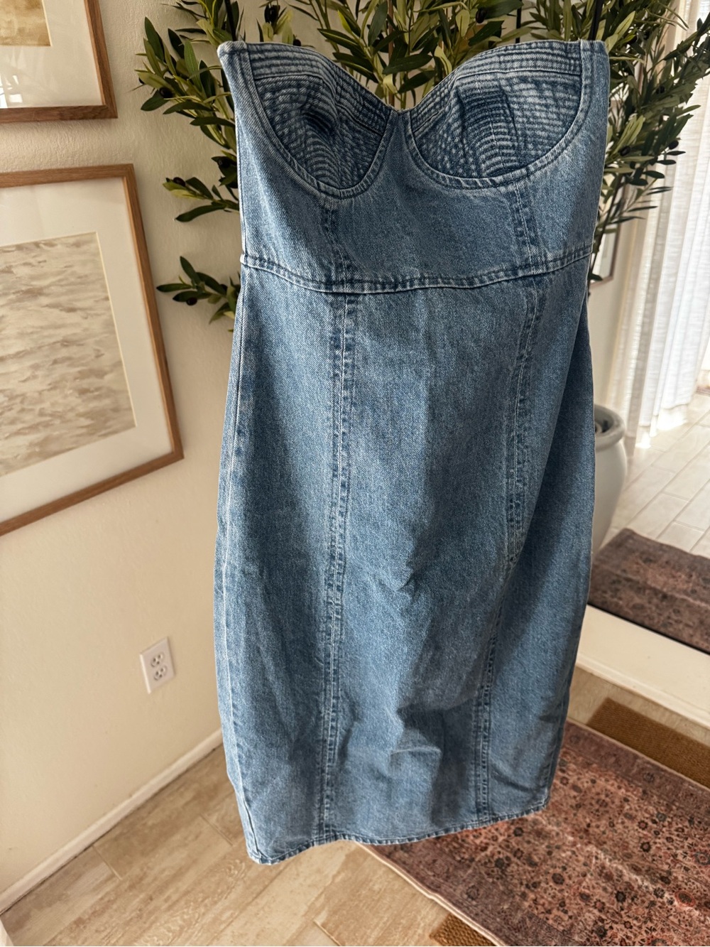 Forever 21 Light Blue Denim Bustier Dress - Size small